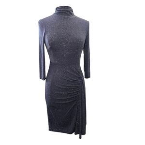 NWT Vince Camuto Glitter Knit Ruched Sheath Dress Size 4 Gray